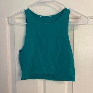 turquoise high neck crop top stretchy fits medium
